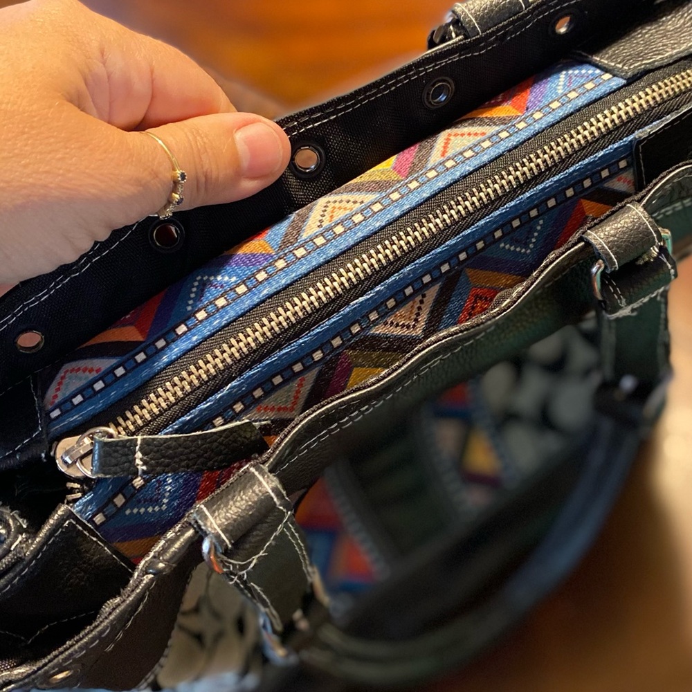 Upcycled Coach Satchel washed and leather added. - Picture 11 of 16